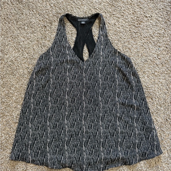 Metaphor Tops - Metaphor Black White Leaf Print Racerback Tank Top Womens XS EC